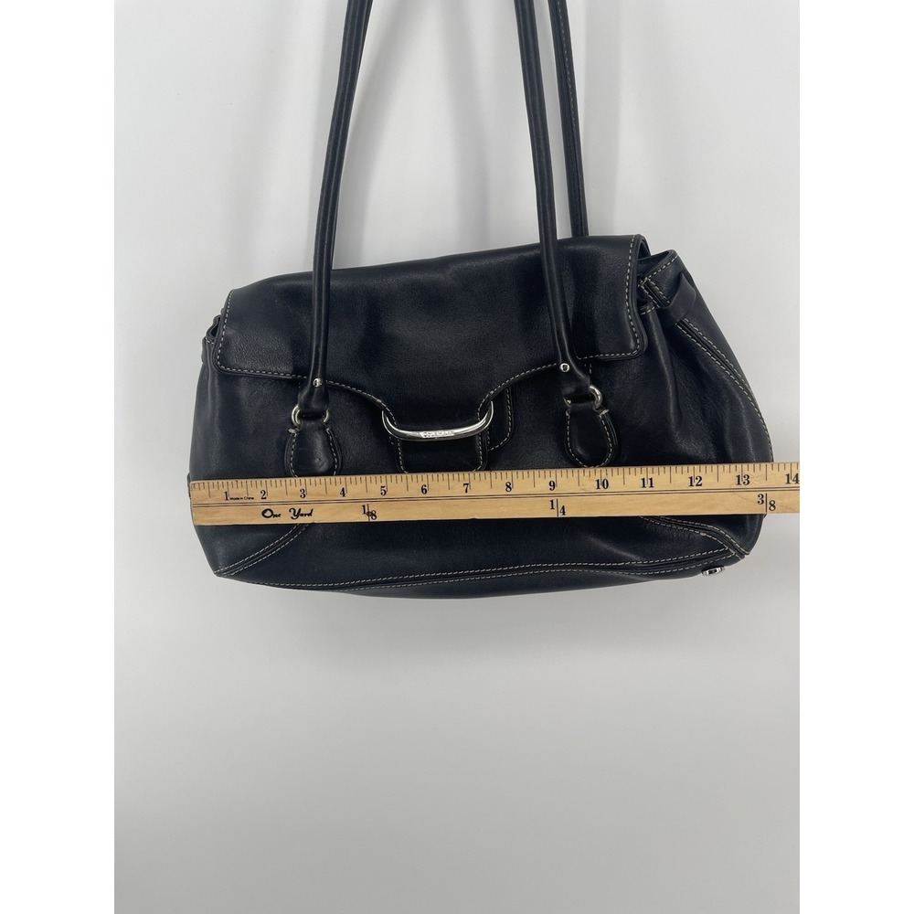 Cole Haan Black Leather Shoulder Bag Contrast Stitch Silver Hardware Women's - Picture 9 of 10